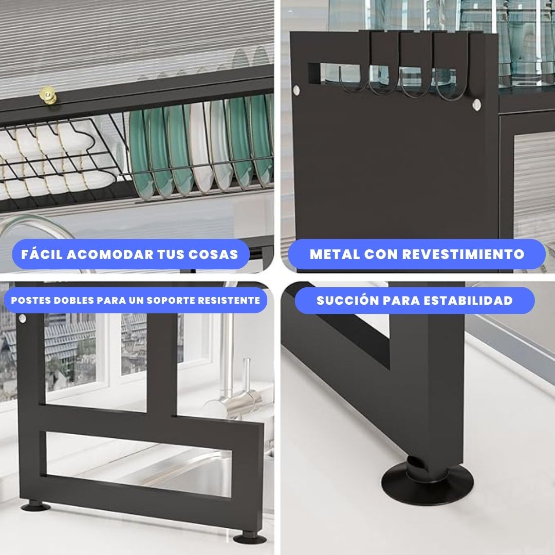 Escurridor de platos 2 niveles con Gabinete Transparente