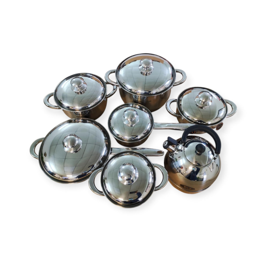 Ollas Acero Inoxidable Quirúrgico 12 Piezas XHOME®  + TETERA GRATIS