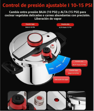 Olla A Presión Express Acero Quirurgico Cierre De Clip 7 Litros