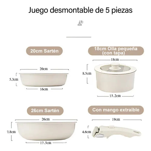 Set Ollas PREMIUM Con Mango Desmontable Donnor
