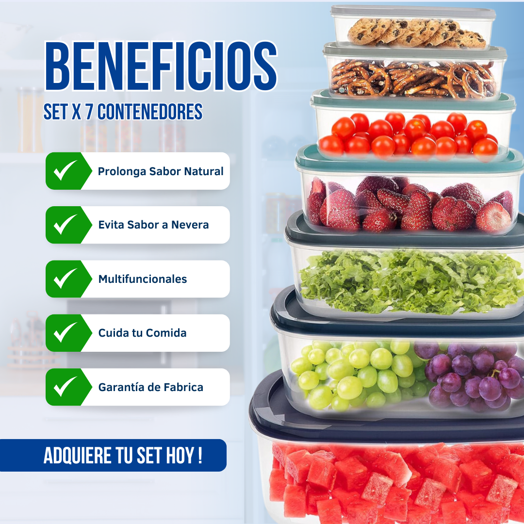 Kit x7 Recipientes Almacenamiento herméticos